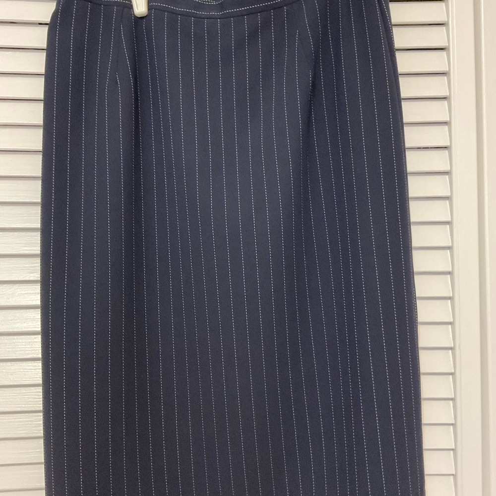Lana Lee Navy Pinstripe Pencil Skirt